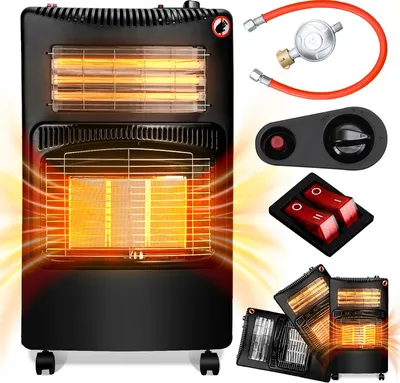 Produktbild von Jopassy 4200 Watt Keramik Gasheizer mit Gasdruckregler und Gasschlauch Inklusive Schutzhülle für vielseitige Beheizung mit Butan- oder Propangasflaschen