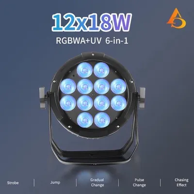 Obrázek produktu pro Sada LED světel – 4 kusy – vodotěsná DJ světla do diskoték, 12x18W, s ovládáním přes aplikaci