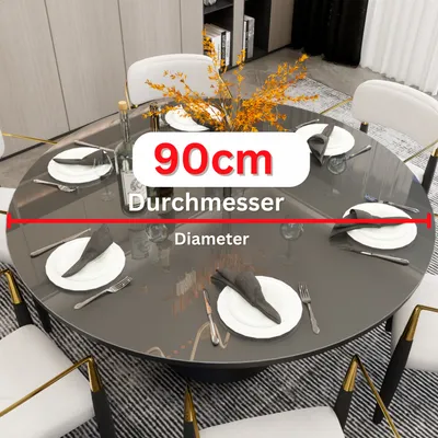 Produktbild von Mayda Runde Tischfolie transparent, 2 mm klare PVC Durchmesser 90 cm Tischschutzfolie mit abgerundeten Kanten