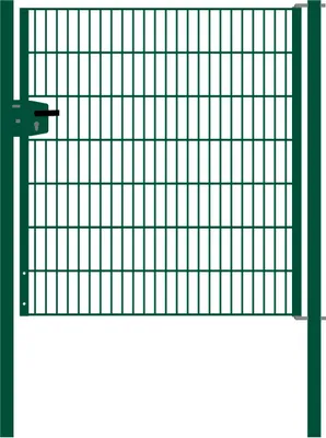 Produktbild von Drahtgittertor 1-flügelig, Durchgangslichte: 134 cm, Gesamtbreite inkl. Pfosten: 146 cm - Ausführung: grün beschichtet, Höhe: 143 cm