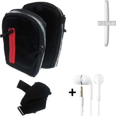 Produktbild von K-S-Trade Outdoor Gürteltasche Holster Umhängetasche + Kopfhörer kompatibel mit Motorola Moto E schwarz Handy Tasche Case travelbag Schutzhülle
