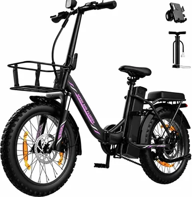Produktbild von Runetic Ebike, Foldable e-bikes, 250W Motor, 36V 13Ah herausnehmbarer Akku, bis zu 80 km Reichweite, 25 km/h, 20" x 3,0" Breitreifen