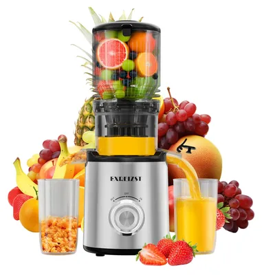 Imagen del producto de Exprimidor de zumo lento con una abertura de alimentación de 130 mm, capacidad de 1,5 litros, libre de BPA, ideal para la cocina