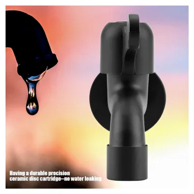 Produktbild von Gartenwasserhahn, Wandmontage Kaltwasser, Waschmaschinenhahn, Edelstahl Schwarz Gartenwasserhahn für Badezimmer