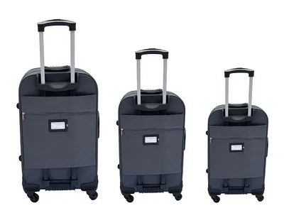 Produktbild von Reisekoffer Stoffkoffer Trolley Set 3 tlg. Rollkoffer Travel Gepäck Hangepäck Dunkelgrau
