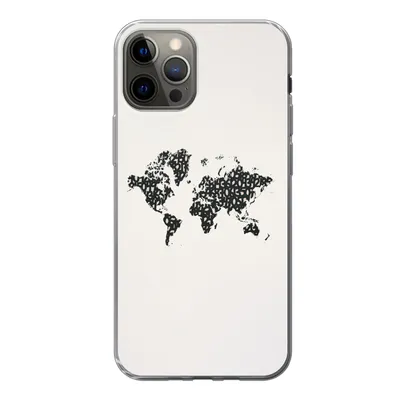 Produktbild von MuchoWow® Handyhülle Schutzhülle Hülle für iPhone 13 Pro Weltkarte - Zahlen - Schwarz Silikon Softcase Handy Hülle - Handy-Tasche