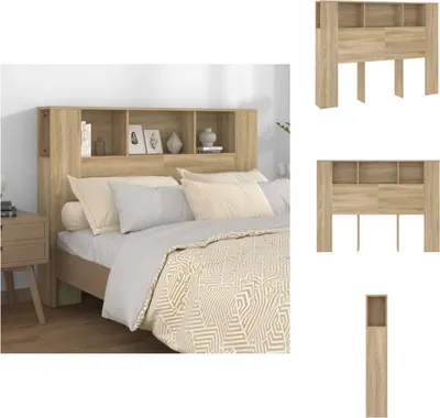 Image de vidaXL Tête de lit avec étagères Chêne Sonoma 140x18,5x104,5 cm - Tête & Pieds de lit