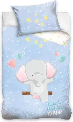 Produktbild von Babyblaues Elefanten-Bettwäscheset