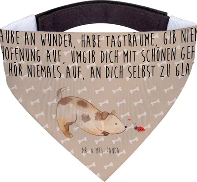 Produktbild von Mr. & Mrs. Panda Hundehalstuch Hund Marienkäfer - Hundeglück - Geschenk, Positiv, Zuversichtlich, Wunder, Hunde Halstuch, Tuch, Sprüche, Für
