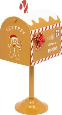 Image de Boîte aux lettres en métal pour le Père Noël, sur poteau, 32 cm
