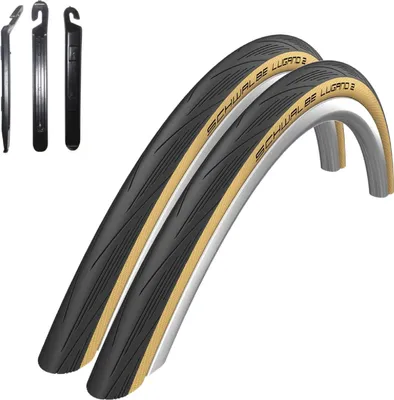 Produktbild von 2 x Schwalbe HS471 Lugano 2 28" Rennradreifen Schwarz/Classic 700 x 25C (25-622) inkl. 3 Reifenheber
