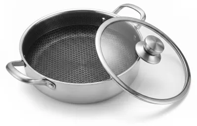 Produktbild von Kochtopf 3,5 L Ø 28 cm Edelstahl Induktion niedriger Topf Antihaft-Wabenstruktur