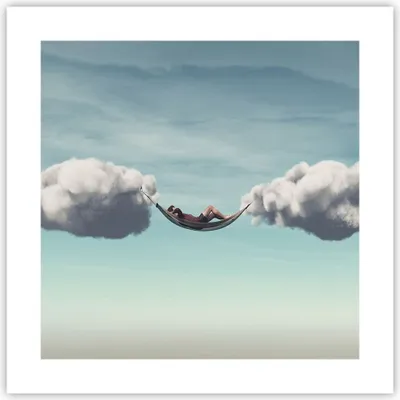 Produktbild von Poster - Poster ohne Rahmen - Wolken Hängematte Ruhe - 40x40 cm - Wand Bild - Wanddeko - Wandbilder - Kunstposter - Wandposter - Bilder - Kunstdruck - Wanddekoration - Wandbild - P2XAC40x40-4373