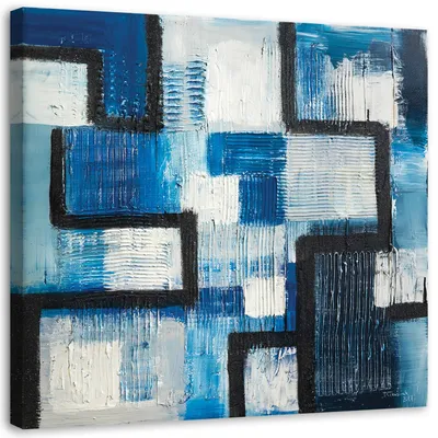 Produktbild von Leinwandbild blaue abstraktion 60x60 cm Feeby blau wandbild bereit zum aufhängen