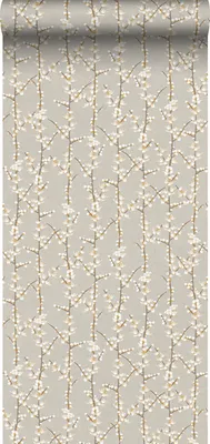 Immagine prodotto di Sanders & Sanders carta da parati fiori beige e bianco 53 cm x 10 m