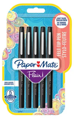 Produktbild von Paper:Mate Faserschreiber Flair 5er Blister schwarz