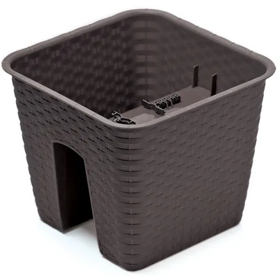 Produktbild von Kasten für Geländer Balkon Terrasse Blumentopf Rattan-Imitat 27,2 cm Braun