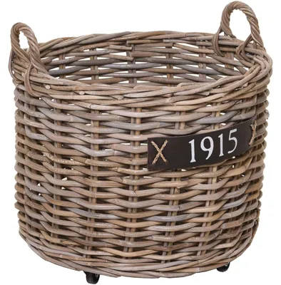 Produktbild von VIVANNO Kaminholzkorb Rattan ARRIBA Rund, Natur geflochten - 60x48 cm