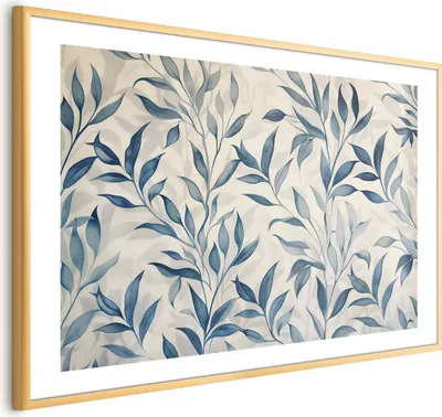 Produktbild von Posterpapier Poster - Delicate Botanical Motif with Blue Leaves 90x60 cm Blätter f-H-10012-ao-a