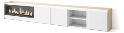Produktbild von TV-Möbel Holzeffekt weiß und eiche 315x35x50cm Kamin mit Feuereffekt