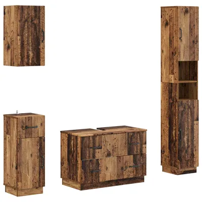 Image de vidaXL Ensemble de 4 meubles de salle de bain HOORN, en bois de récupération et en panneaux de particules