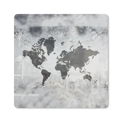 Produktbild von MuchoWow® Mauspad Mousepad Weltkarte - Pflanzen - Grau 20x20 cm - Mousepads - Maus Mat - Pad - Mausunterlage - Desk Mat - Bureauartikeln