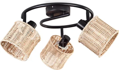 Produktbild von Dello moderne Deckenlampe aus Metall/Rattan in Schwarz/Natur