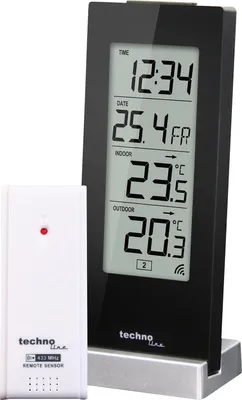 Produktbild von Temperaturstation, Weckalarm, Sluenmerfunktion, schwarz, für Schlafzimmer