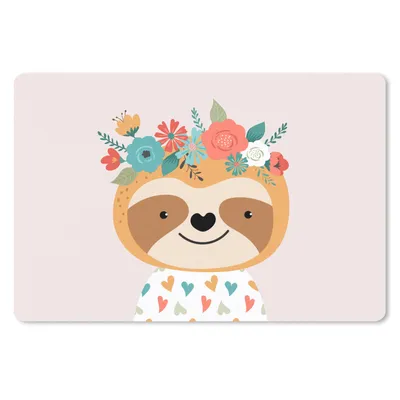 Produktbild von MuchoWow® Mauspad Mousepad Faultier - Blumen - Tiere 27x18 cm - Mousepads - Maus Mat - Pad - Mausunterlage - Büroartikel - Desk Matten