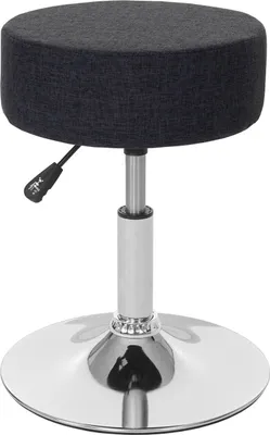Obrázek produktu pro Stolička HWC-C22, sedací taburet make-up stolička, výškově nastavitelná Ø 35cm  textil, tmavě šedá