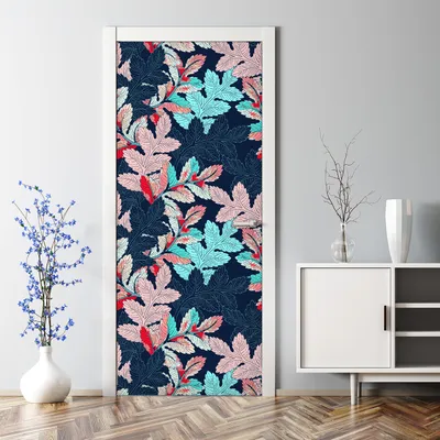 Produktbild von Dekorative Türposter selbstklebend Wandaufkleber Türaufkleber Zweig blau und rosa 85 x 200 cm
