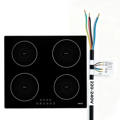 Produktbild von VEVOR Induktionskochfeld mit 4 Zonen (Rund) Einbau-Induktionskochplatte 7200 W, Induktionsherd mit 9 Leistungsstufen, LED-Touchscreen, Glaskeramik-Oberfläche & Kindersicherung, für Küche & Wohnmobil