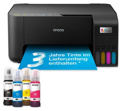 Produktbild von Epson EcoTank ET-2860, Tintenstrahl, Farbdruck, 5760 x 1440 DPI, A4, Direktdruck, Schwarz