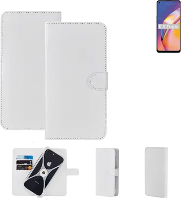 Produktbild von K-S-Trade Handy Hülle Schutz Hülle kompatibel mit Oppo Reno5 F Cover Case Bookstyle Bumper weiß 1x
