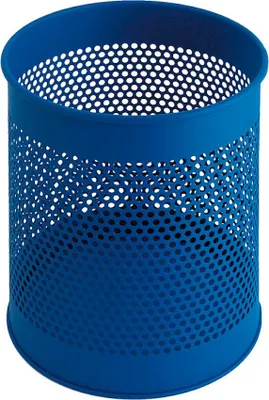 Produktbild von Runder perforierter Papierkorb aus Metall | 15 Liter, HxØ 32x26cm | Blau