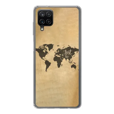 Produktbild von MuchoWow® Handyhülle Schutzhülle Hülle für Samsung Galaxy A12 Weltkarte - Karte - Sprichwörter Silikon Softcase Handy Hülle - Bild