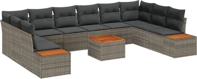 Immagine prodotto di Set da giardino composto da 11 pezzi, colore grigio, in rattan sintetico