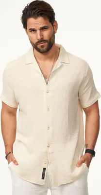 Produktbild von CARISMA Herren Kurzarmhemd im Vintage Summer-Look in Crinkle Optik Herren luftig leichtes Kurzarm Feinstrick Polo-Hemd T-Shirt