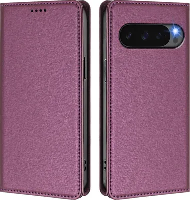 Obrázek produktu pro Kožené pouzdro pro Google Pixel 9/Pixel 9 Pro/Pixel 10/Pixel 10 Pro, magnetické flipové pouzdro zPolyuretankůže se stojánkem Fialová