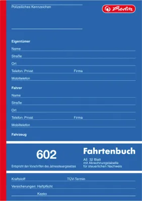 Produktbild von 3x Herlitz Fahrtenbuch 602 / A5 / 32 Blatt