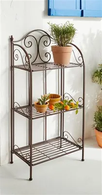Image de Étagère métallique "Arabesque" avec rinceaux, brun antique, étagère sur pied, étagère pliante