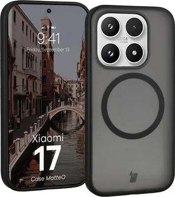 Produktbild von Handyhülle mit Magnetring für Xiaomi 17, Bizon Case MatteO, Getönt-Schwarz