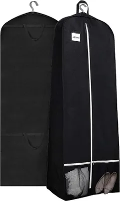 Produktbild von Schutzbezug für Hochzeitskleid, 38 cm, schwarzes Kleid mit Reißverschluss und Taschen