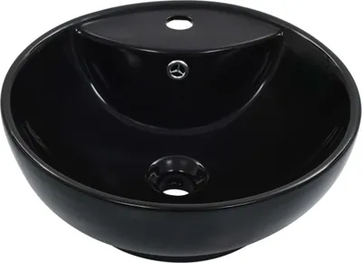 Produktbild von vidaXL Waschbecken mit Überlauf 46,5 x 18 cm Keramik Schwarz