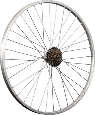 Produktbild von 28 Zoll Fahrrad Hinterrad Aluminiumfelge mit 7 fach Shimano Schraubkranz silber