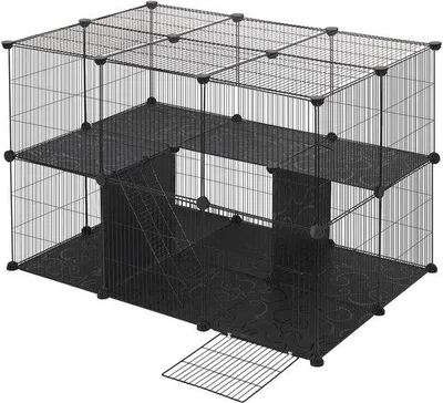 Productafbeelding van Famanu Dierenren - Veilige speelruimte voor huisdieren - 105x70x70 cm - Zwart