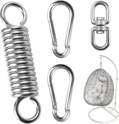 Produktbild von Schaukel-Feder für Hängesessel, 2 Karabinerhaken, 360° drehbare Haken, belastbar bis 250 kg, für Garten