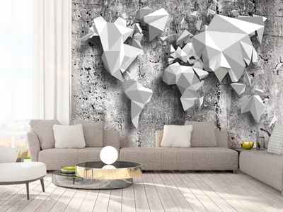 Produktbild von Vlies Fototapete Weltkarte 400x280 cm Tapeten Wandtapete XXL Beton Abstrakt 3D k-C-0090-a-a