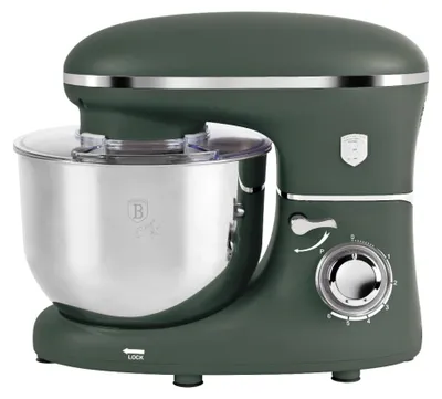 A studio shot of a green stand mixer.