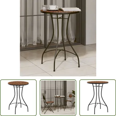 Image de The Living Store Table de bistrot en mosaïque Terracotta Ø50x70 cm Céramique